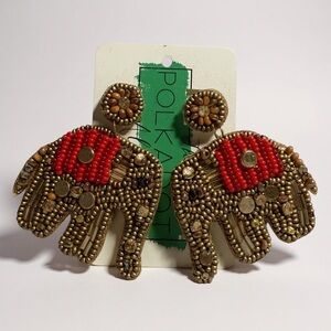 Handmade Seed Bead Elephant Earrings Boho Artisan Statement Jewelry Gift Idea